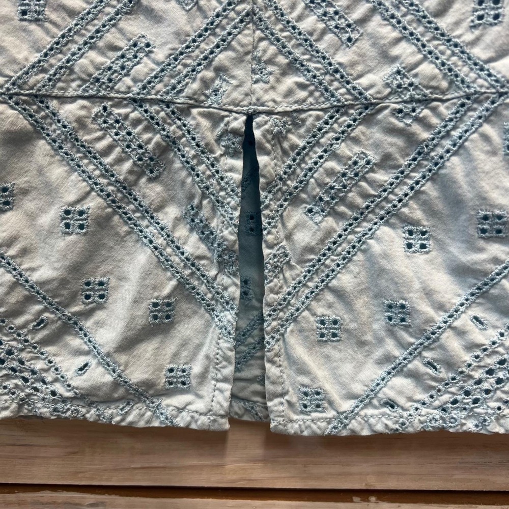Abercrombie & Fitch Blue Eyelet Midi Skirt Boho Prairie Y2K Size 4 - Picture 6 of 8